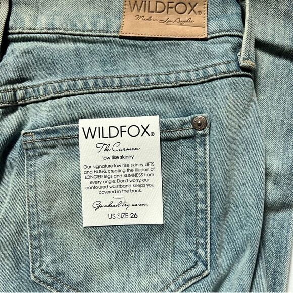 Wildfox Carmen Low Rise Distressed Light Blue Skinny Jeans Size 26 NWT - Picture 4 of 9